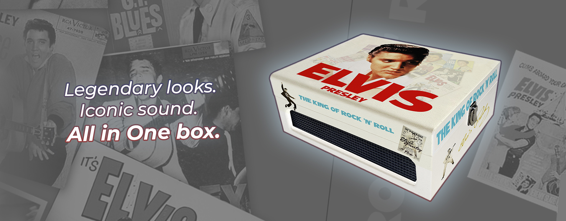 Retro Musique Elvis Presley collector's turntable box — legendary design meets classic rock 'n' roll sound